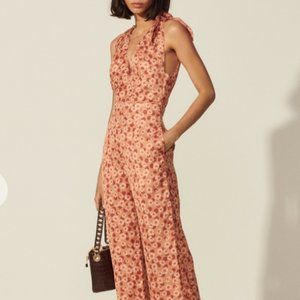 Sandro Pink Floral Sleeveless Jumpsuit